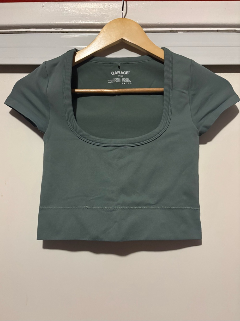 Garage Sage Green Square Neck Crop Top